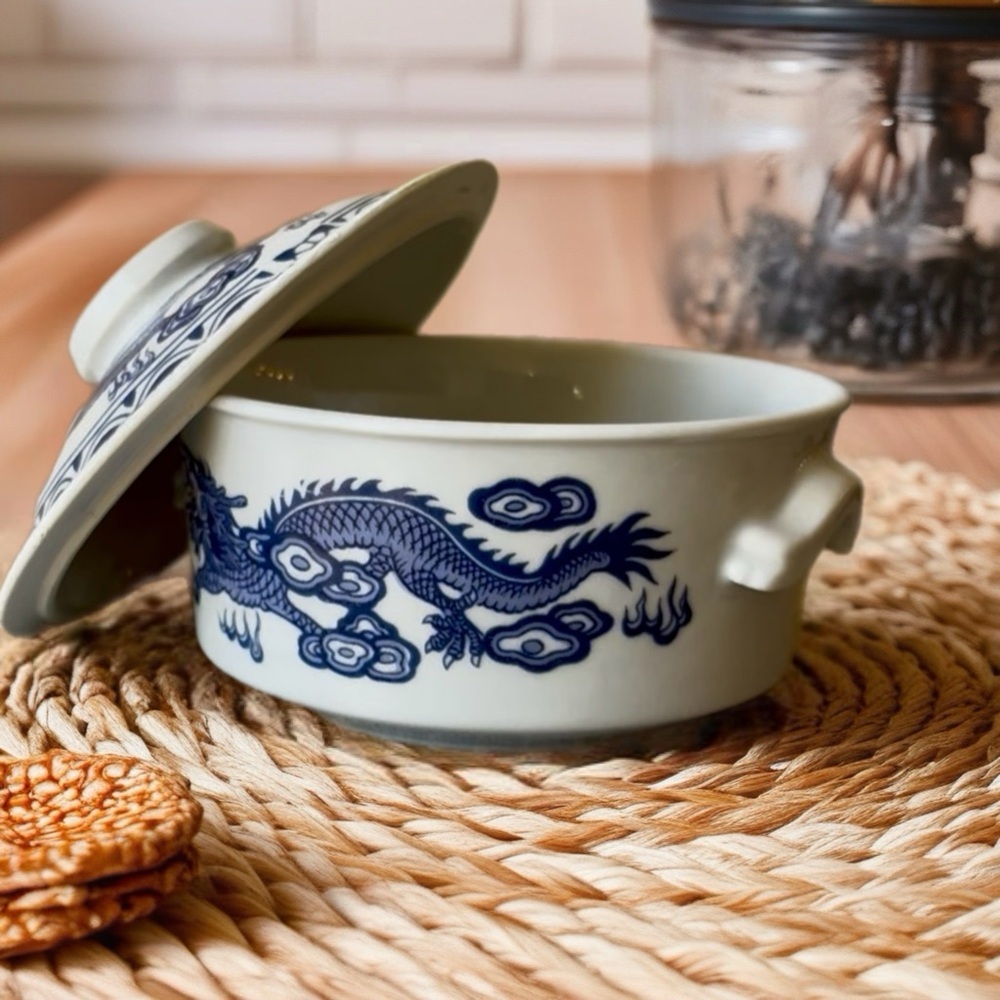 Blue and White Dragon Porcelain Bowl